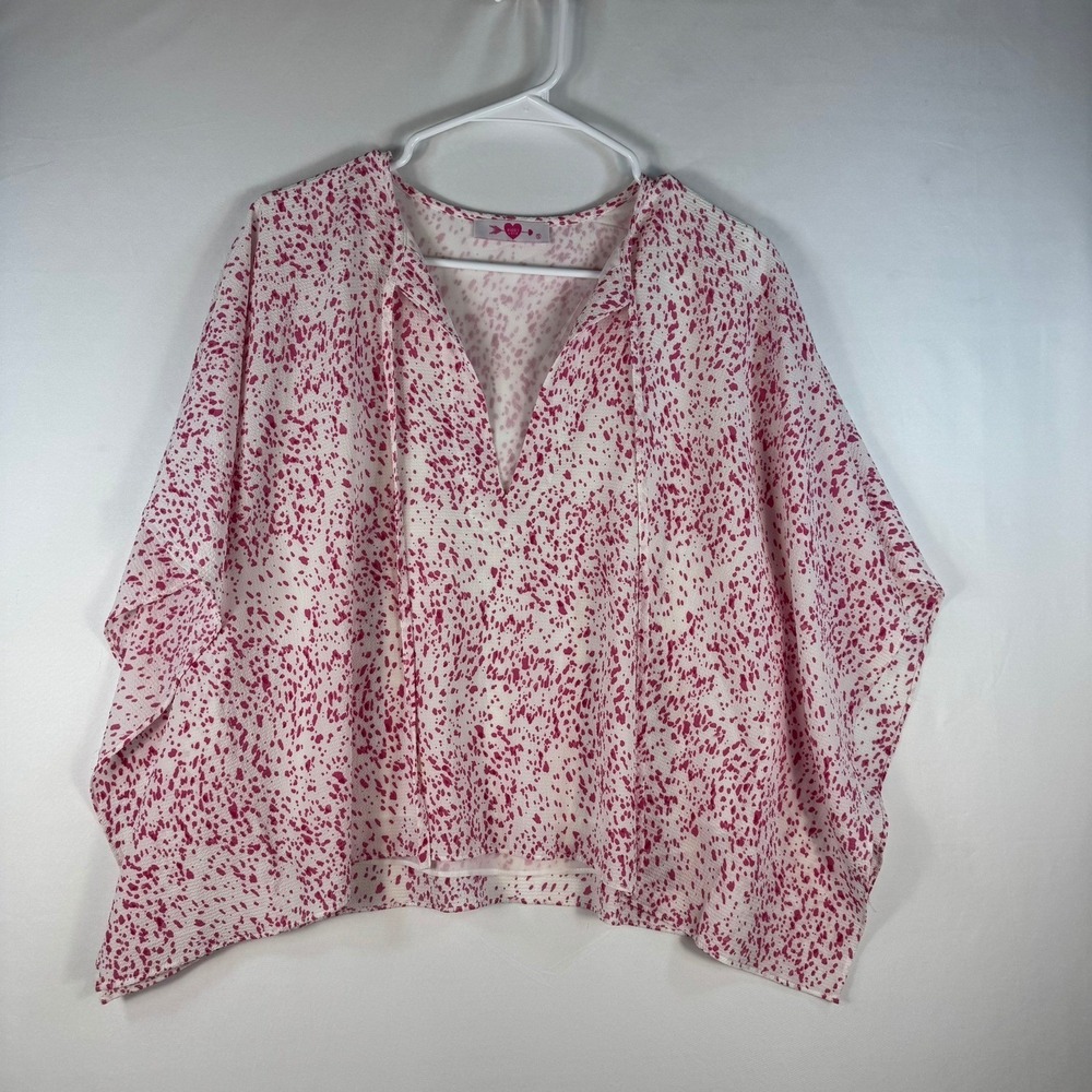 Buddy Love Dave Pink Splatter V-Neck Dolman Sleeve‎ Top Small CG3911